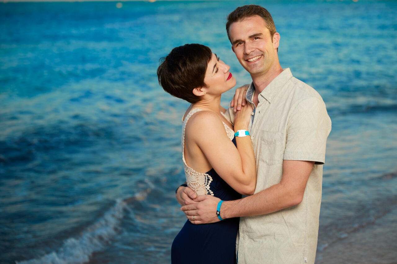 Elegant couple portrait at sunset